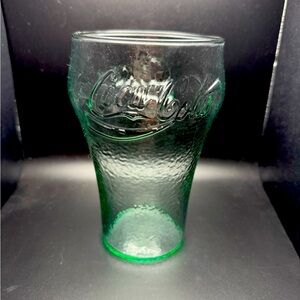 Vintage Coca-Cola Green Pebbled Drinking Glass 32 oz-Wide Mouth Opening Coke Cup